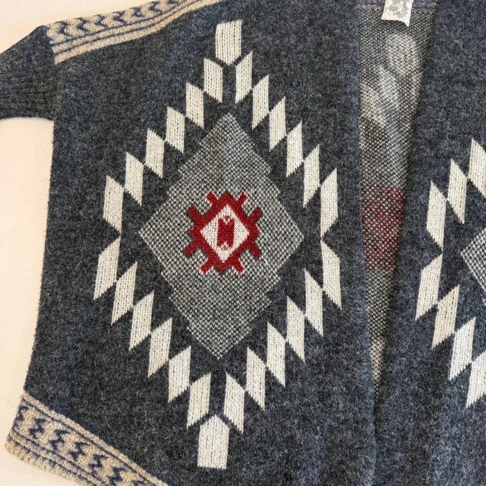 Sadie & Sage Boho Southwestern Geometric Cardigan‎ Women M/L Charcoal Grey